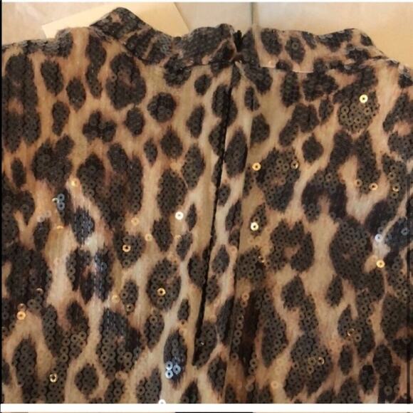 A.L.C. Marshall Sequin Leopard Print Mockneck Top In Brown Multi - Picture 8 of 9